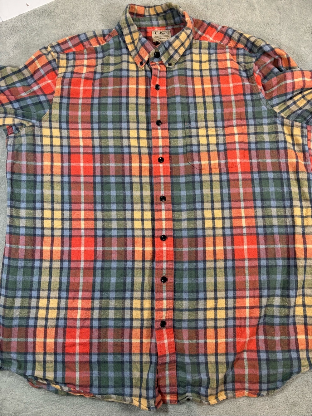 L.L. Bean Men’s Scotch Plaid Flannel Shirt Traditional Fit Multi-Color XL Tall